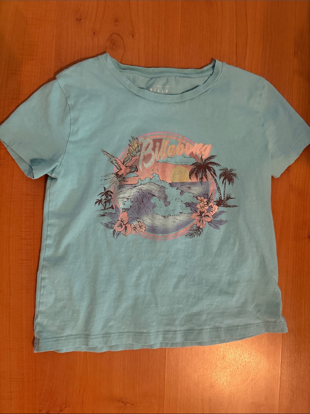 Billabong Light Blue Tropical Wave Graphic Tee